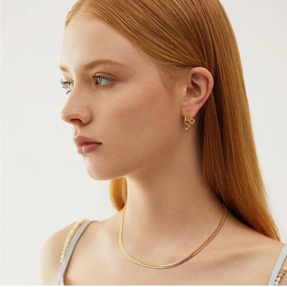 Gold 14k Gold Plated Tangled Snake Earrings - Picture 3 of 3